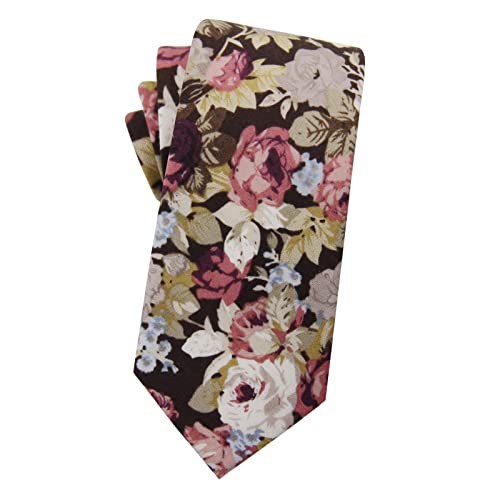 Image of Mantieqingway Men's Cotton Floral Neck Tie 2.56'' Printed Skinny Tie