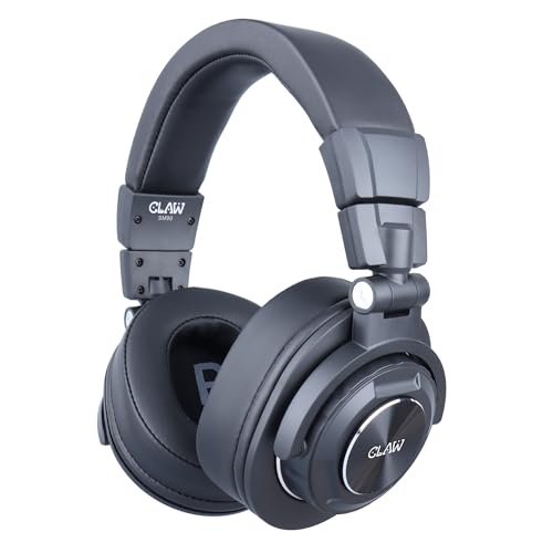 CLAW SM90 Studio Monitoring DJ Headphones, Wired Foldable Over-Ear with 50mm Neodymium Drivers, 4m Coiled Cable, 3.5mm to 6.35mm Adapter & Carrying Pouch – Ideal for Mixing, Recording & Gaming| Black
