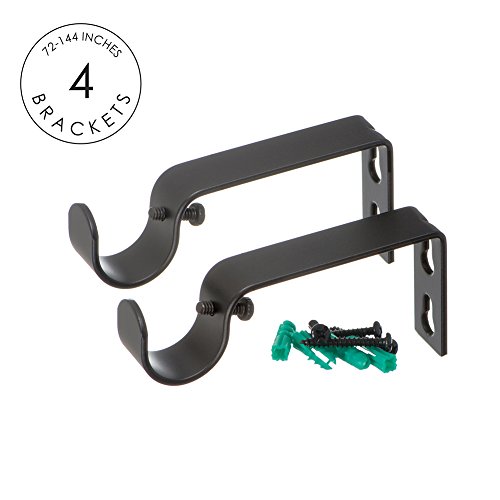 Ivilon Window Treatment Curtain Rod - Square Finials, 1 1/8 In Rod, 72 To 144 Inch, Antique Black #TOP1