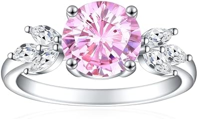 925 Sterling Silver Engagement Ring for Women Heart Gemstone Birthstone Promise Ring for Her Colored Cubic Zirconia Ring Size 4-10.5