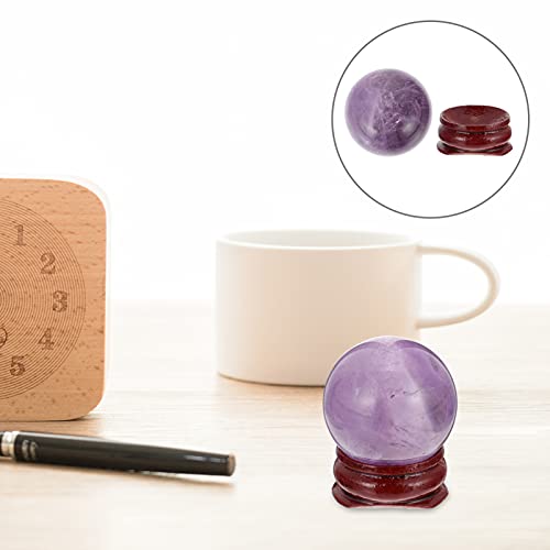 WINOMO Esfera de Cristal Roxo Bola de Pedra Natural de Energia Roxo Enfeite Bola De Cristal Com Base