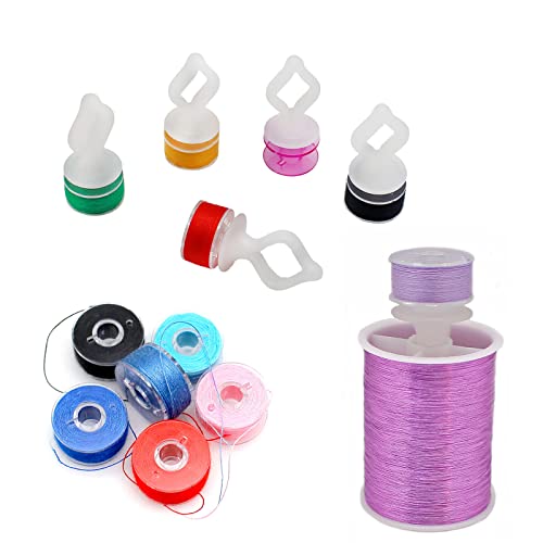 Image of Fbshicung 60pcs Semi Clear Silicone Thread Spool Savers, Includes 20 Thread Spool Huggers, 20 Bobbin Clips, 20 Bobbin Holders - Control Thread Ends and Keep Spools Tightly Wound for Sewing Storage