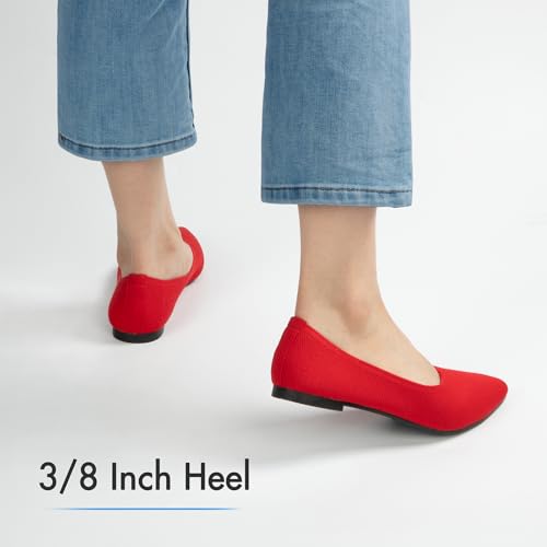 Image of ATHMILE Pointed Toe Flats for Women Comfortable Knit Ballet Flats Shoes | Slip-on Lightweight Dressy Work Shoes Machine Washable Womens Flats for Work Office Business Casual Wedding