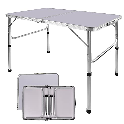 Table et Chaise d'extérieur, Table de Pique-Nique Portable, Table de Stand publicitaire, Table de Formation, Table d'exposition, Table Pliable, 2 Vitesses, Dimensions dépliée : 90 x 60 x 37/67 cm