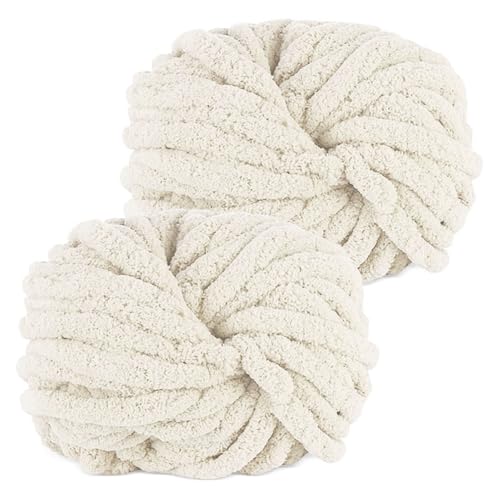 Grosse Laine à Tricoter à la Main, 2 Pièces 500g Beige Grosse Pel...