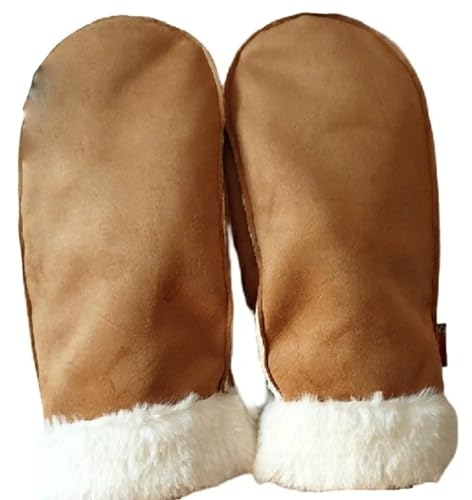 AXELENS Gants d’Hiver Femme Élégants en Cuir Suédé Écologique – Moufles Chaudes avec Doublure Polaire et Poignet en Fausse Fourrure – Taille...