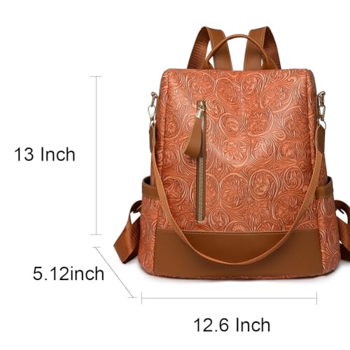 Brown,Women's Waterproof PU Leather Crossbody Handbag Anti-Theft Shoulder Bag Backpack for Work and Leisure2