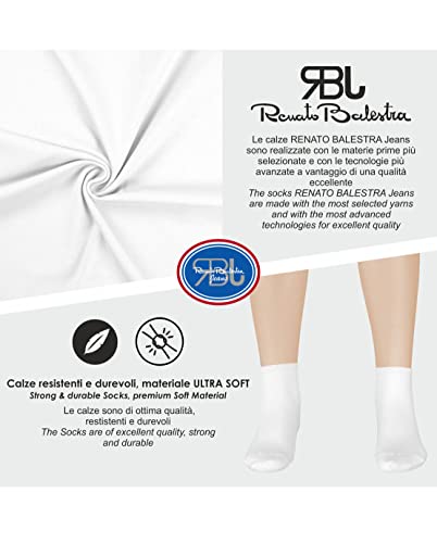 Renato Balestra linea Jeans - 6 Paia Calzini alla caviglia unisex per uomo e donna in cotone filo di scozia traspirante mod. Traspir