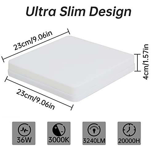 Ketom Plafoniera LED Soffitto Quadrata 36W Moderna...