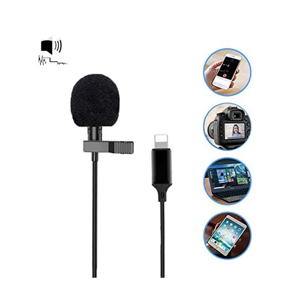 Lavalier Mikrofon, Ansteckmikrofon mit 1.8m Verlängerungskabel und Kondensator, Perfekt für iPhone/Recording Interview… – Bild 3