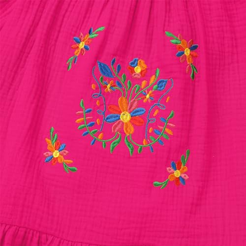 AWIBMK Baby Girls Mexican Dress Kids Floral Embroidered Long Sleeve Cinco De Mayo Fiesta Traditional Ethnic Wear Outfit3