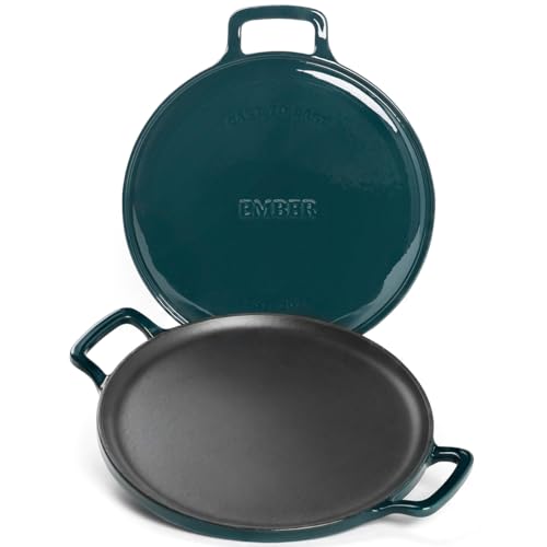 Image of Ember Cookware TitaniumClad Enamel Cast Iron Tawa for Dosa 30 cm | 10-Year Warranty | Rust-Proof Cast Iron Tawa for Roti & Dosa | Non Stick Dosa Tawa | Heavy Duty Induction Cookware | Teal