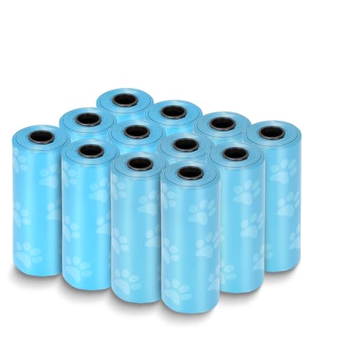 Image of Small Cat Dog Poop Bags, Cat Litter Pet Waste Bags Refuse Cleanup, 12 Dog Poop Rolls Thick, Leakproof, Easy to Use, Doggie Poop Bags Pet Travel Supplies - Blue (180 Bag)