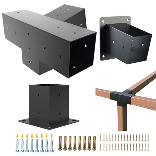 Pergola Kit, 15° 4-Way Slanted Roof Pergola Bracket Set, PowderCoated