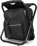punemi Backpack Cooler Chair, Portable Fishing Chair Stool W/Sturdy Straps, Foldable and Lightweight