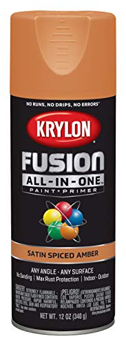Image of Krylon Fusion All-In-One Adhesive Spray Paint for Indoor /Outdoor Use, 12 oz, Spiced Amber