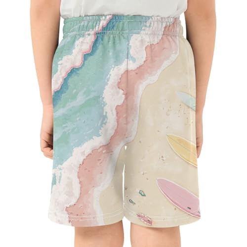 DOMIKING Ocean Beach Sand Beige Kids Shorts Pull-on Boys Shorts with Elastic Waist Casual Athletic Pants for Playwear Summer3