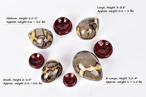 Image of AMOYSTONE Natural Septarium Quartz Crystal Egg with Base for Healing Reiki Single 2.5-3 inch, for Healing Reiki Witchcraft Meditation