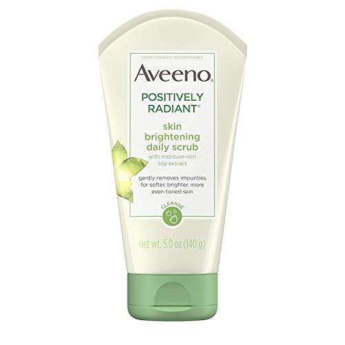 Aveeno Positively Radiant Skin Brightening Exfoliating Daily Facial Scrub with Moisture-Rich Soy Extract, Jojoba & Castor Oils, Soap-Free, Hypoallergenic & Non-Comedogenic Face Cleanser, 5 oz (Pack of 2)