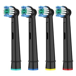 HSYTEK 4er Aufsteckbürsten Kompatibel mit OralB Zahnbürste Elektrische, Aufsätze für OralB Vitality Pro, Genius X, Pro Series 3 Plus, Pro 3, Precision Ersatzbürsten Zahnbürstenköpfe, Schwarz
