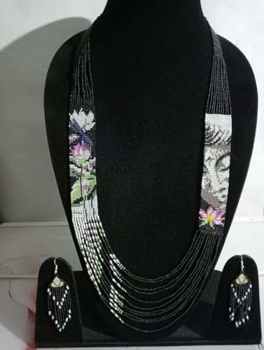 Pendientes ucranianos y collar multicolor hecho a mano con cuentas 5