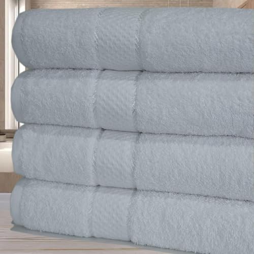 KNIGHTS BRIDGE Luxury Egyptian Cotton Bath Sheet Set 80x140 cm Pack of 4 Super Soft Absorbent Jumbo Towels (White)