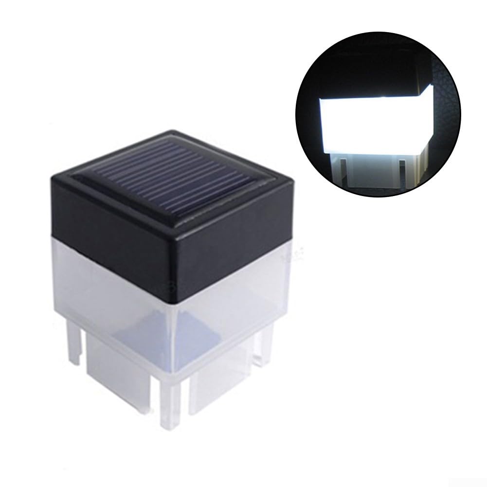 Lampade a LED a energia solare, impermeabili, per esterni, per recinzioni, scale, giardini, patio, vialetti per illuminazione, facili da installare, con tappo in ABS (luce bianca)