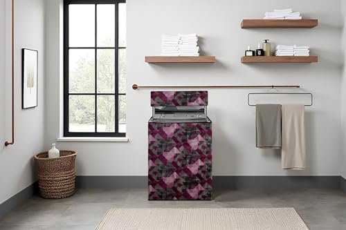 Image of Stylista Top Load Fully Automatic Washing Machine Cover Compatible for IFB 8 kg, 8.5 kg, 9 kg & 9.5 kg, Chekered Pattern Maroon