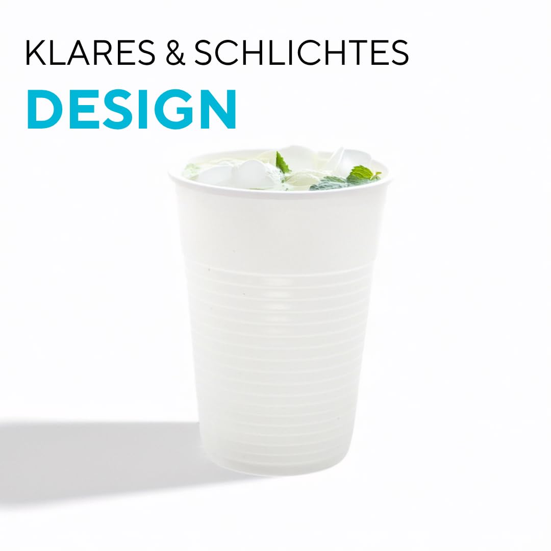 Enpack - Einweg Plastikbecher 200ml- Trinkbecher 1000 Stück - optimal geeignet für Camping, Picknick oder Festival - Kunststoffbecher verwendbar als Camping Becher, Party Zubehör etc.