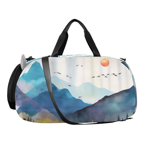 Misty Forest Mountain Kids Overnight Duffle Bag,Gymnastics Sports Dance Bag with Shoe Compartment & Wet Pocket, Travel Weekender Tote for Boys & Girls2