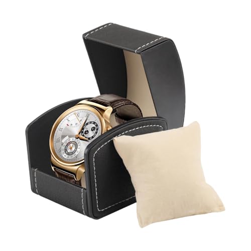 Pcingsia Caja de almacenamiento de reloj individual, caja de exhibición de relojes para hombre, caja de piel sintética, contenedor de joyería para el hogar, organizador de protección de reloj
