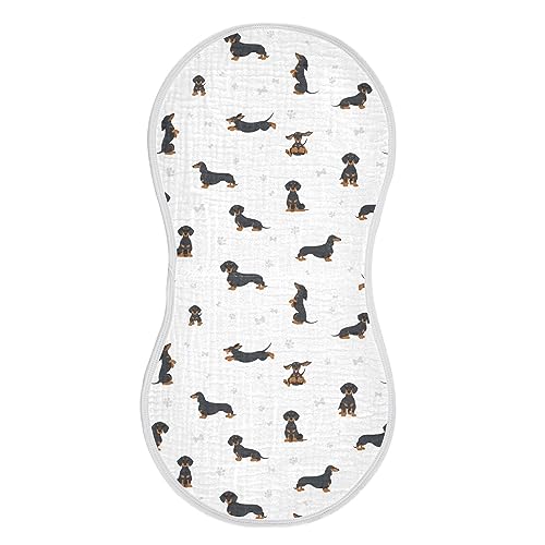 Image of Muslin Baby Burp Cloths, Dachshund Short Haired Dogs Baby Rags Comfy Soft Absorbent in for Newborn Boys and Girls 1 Piece 22 x 11 Inch