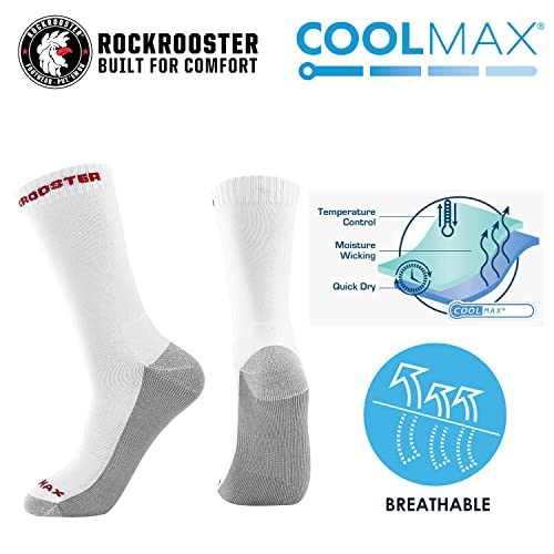 ROCKROOSTER Men's All Season COOLMAX Moisture Wicking Premium Work Socks (3 Pairs / 9 Pairs)2