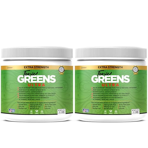 Tonic Greens Ultra Extra Strength Superfood Supplement with Wheatgrass and Antioxidants 5.3 oz (2)