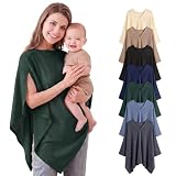 Fiohiros Stilldecke für Mama, atmungsaktiv, hautfreundlich, Poncho, 360° Privatsphäre, Kinderwagen-Abdeckung, Grün