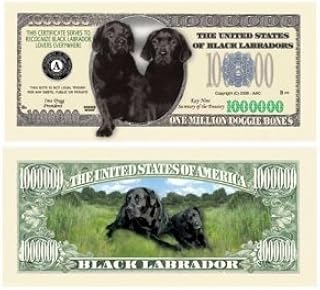 American Art Classics Pack of 5 - Black Labrador Dog Million Dollar Bill - Best Gift for Black Lab Lovers