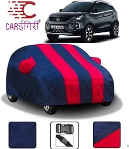 Carigiri Red and Navy Blue Car Body Cover for Tata Nexon(Triple Stitched,Mirror Pocket)(Models-2017, 2018, 2019, 2020, 2021)