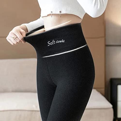 Legging forrada de lã - Leggings de inverno para mulheres - Calça justa para clima frio, grossa térm