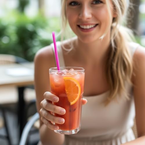 Image of 250pcs Plastic Straws Disposable, 10.3 Inches Drinking Straws, Extra Long Straws for 30oz Tumblers, Protein Shakers, Milkshakes & Iced Coffee, Colorful