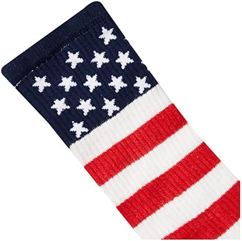 Sock Guy Unisex USA Flag Crew Sock, Adult, White image 5