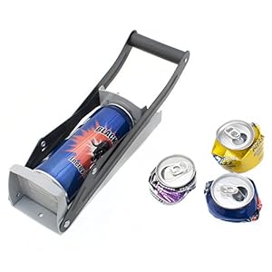 Can Crusher & Integrated Bottle Opener; Beer Can Crusher with Lever Arm; Recycling Tool for Wall Mounting