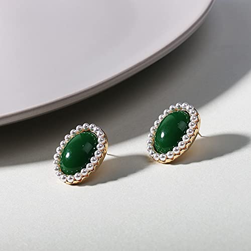 Ajsoeno Pearl Clip On Earrings For Women Non Pierced 14K Gold Plated Oval Earrings thumb #1