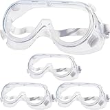 Eyeglasstor 4 Pack Protective Safety Goggle for lab chemistry soft lightweight goggles over prescription glasses Anti-Splash worker construction Eye protection Science Onion Cutting and More White