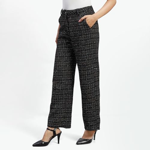 Buy Madame Shanaya Kapoor Black Embellished Button Straight Fit