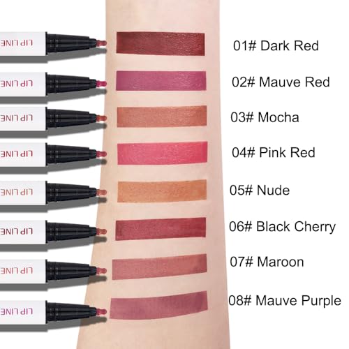 Image of 3Pcs Longwear Liquid Lip Liner Stain Marker Pen Set Long Lasting Waterproof, Mocha Light Nude Brown Matte Permanent 24 Hour Lip Liner and Lipstick Combo Color Stay Lipliner All Day Lip Stains peel off