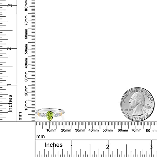 Gemstone Birthstone, Moissanite and Lab Grown Diamond Two-Tone Engagement Ring for Women | 925 Silver 10K Yellow Gold | Pear 7X5MM, Marquise 5X2.5MM, Round 1.2MM | Wedding Anniversary Promise Ring4