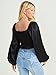 ALTAR'D STATE Women's Grace Top, Long Sleeve Satin Silk Crop Top, Fitted Black String Tied Casual Shirt, Black, Medium