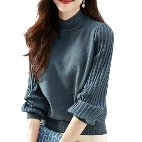 [7-livehouse] タートルネックセーター レディース ニット 秋 冬 リブ プリーツ 長袖 トップス カットソー 無地 おしゃれ エレガント 着回し 保温 柔らか ストレッチ 二の腕カバー おしゃれ 可愛いカジュアル 通勤のサムネイル
