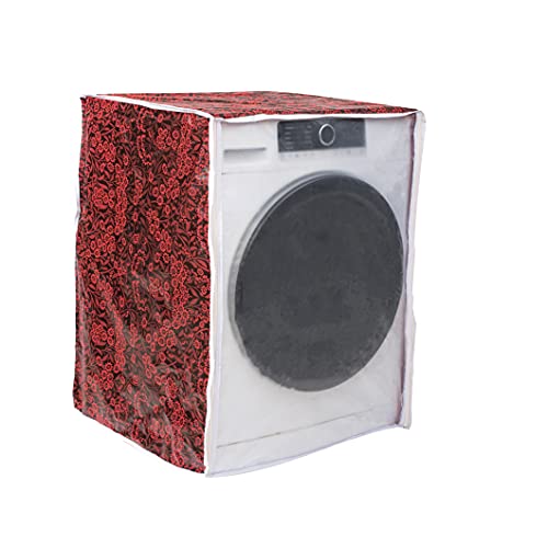 Image of Classic Front Load Washing Machine Cover Suitable for Bosch 6.5 Kg, 7 Kg, 7.5 Kg, 8 Kg, 8.5 Kg, 9 Kg (63cmsX63cmsX81cms, Red Flower, Large)