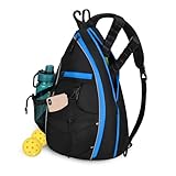 Pickleball Bag for Women,Mens Pickle Ball Backpack, Multifunctional Sling Bag for Paddles and Other Sports Accessories,Adjustable Pickleball Equipment Bag for Beginner and Professional,Black Blue